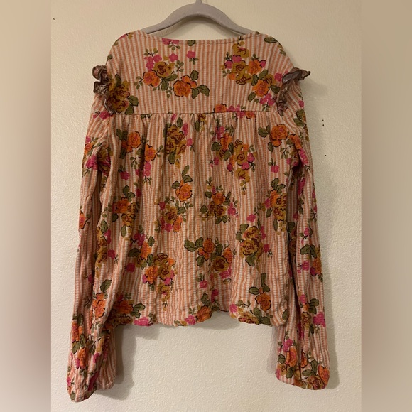 Striped Floral Lace Trim Little Girl Top, size 10 - Picture 5 of 5